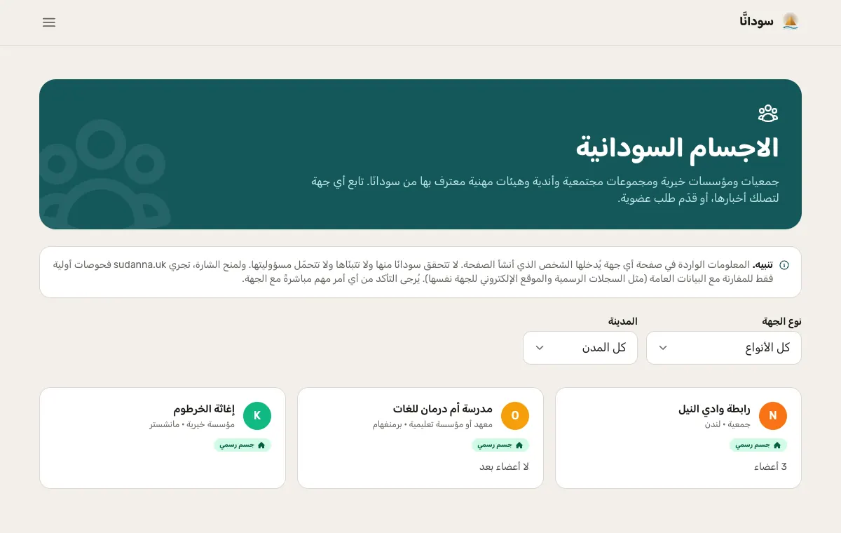 دليل الجهات السودانية