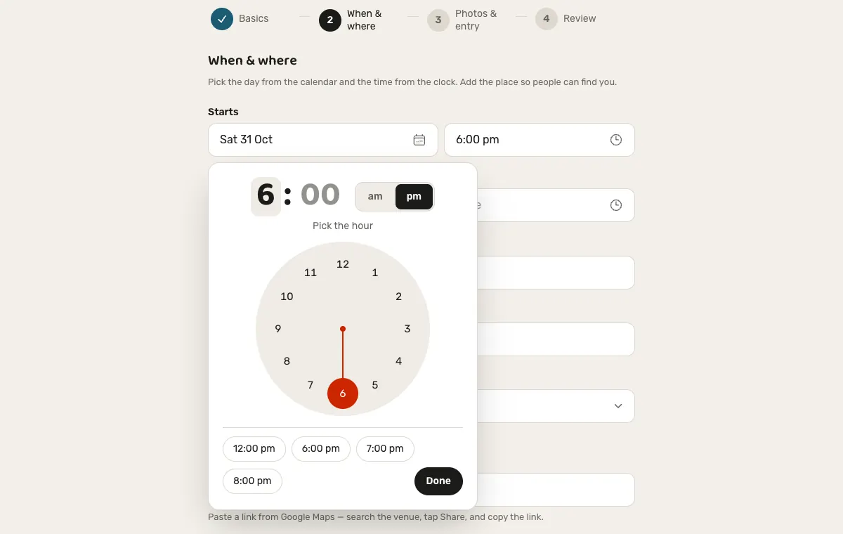 The clock picker