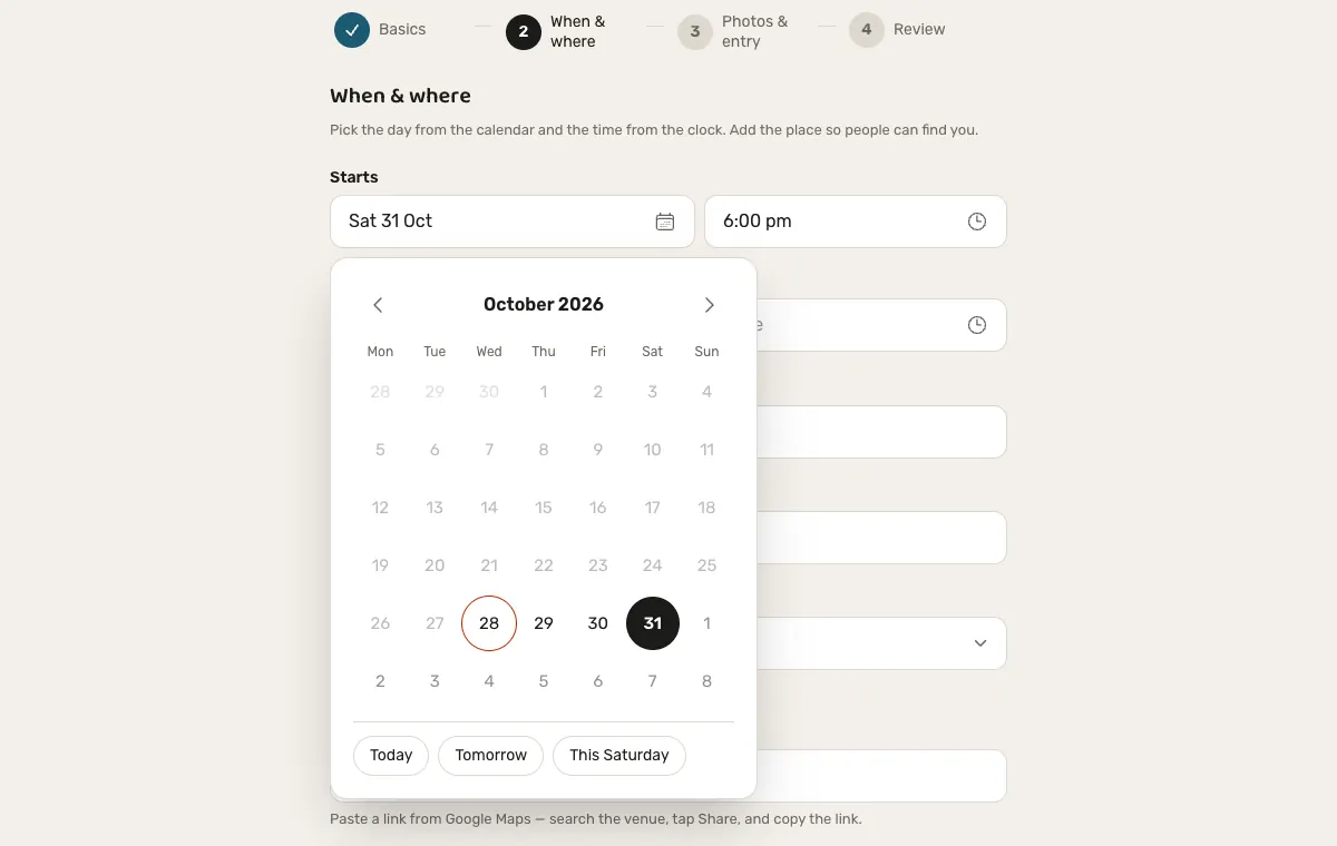 The calendar picker