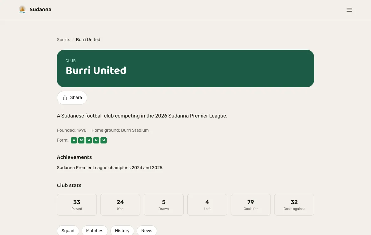 A club page